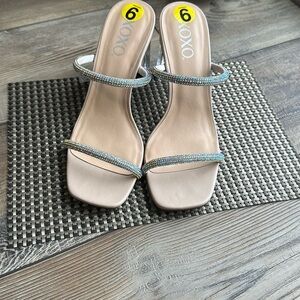 XOXO Silver Heels with Sparkling Straps